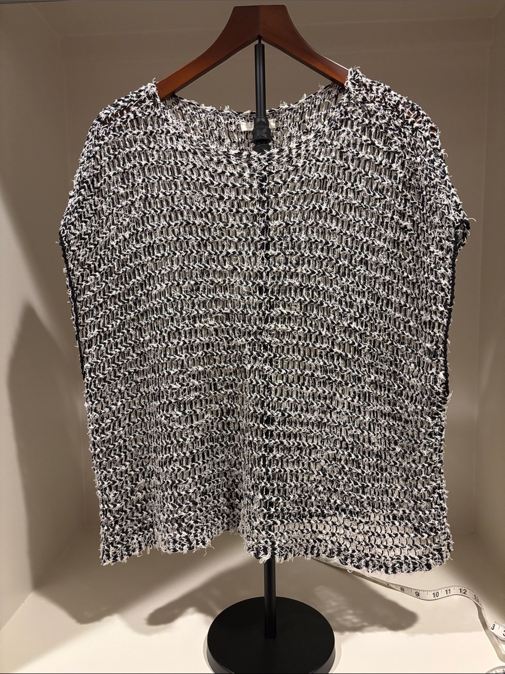 Eileen Fisher Black & White Open-Knit Top